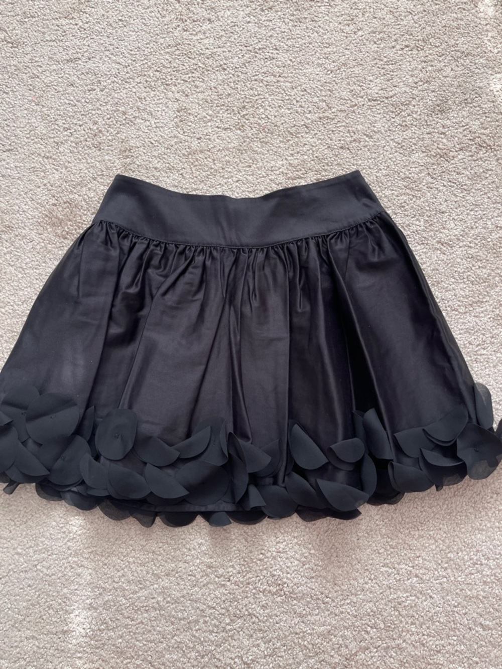 Fiorucci Black Mini Skirt with Petal Hem